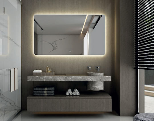 Luminor Joy Rectangular Bathroom Mirror Led made of Metal 120x70cm Black