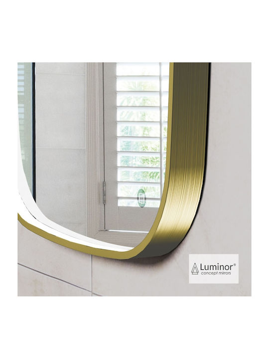 Luminor Badezimmerspiegel LED Berührung aus Metall 60x80cm Gold