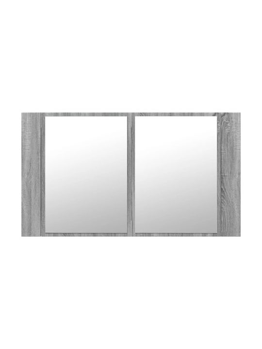 vidaXL Bathroom Mirror Led made of Plastic with Shelf & Cabinet 80x12cm Gray