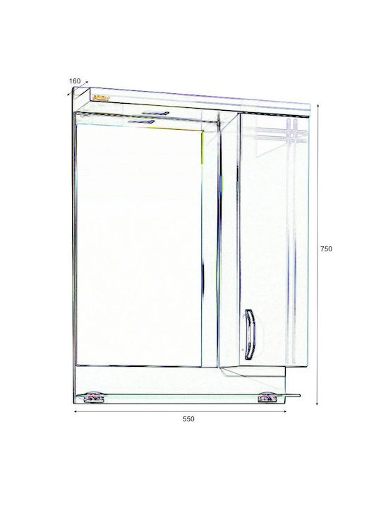 M-Mebel Bathroom Mirror Led made of Plastic with Cabinet with Length 55cm