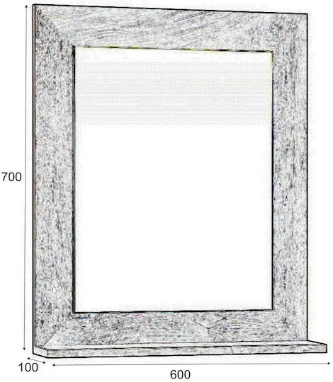M-Mebel Καθρέπτης Μπάνιου από Πλαστικό με Μήκος 60cm