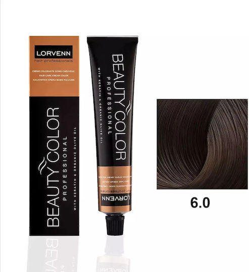 Lorvenn Beauty Color Βαφή Μαλλιών 6.0 Ξανθό Σκούρο Φυσικό 70ml