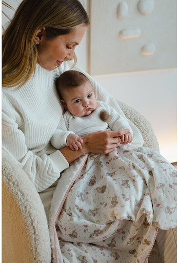 Interbaby Blanket Nursery Swaddling Blankets Elefante Fleece White 80x110cm