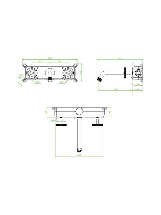 Laveo Muro Built-in Faucet Mixer for for Bathroom Sink Gray