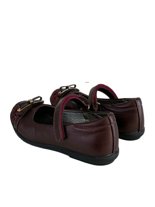 Kids Ballerinas with Hoop & Loop Closure Burgundy