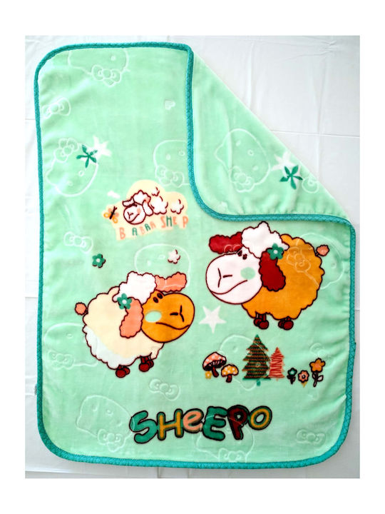 Decobebe Blanket Cot Sheepo Velvet Green 100x130cm