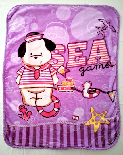 Decobebe Blanket Cot Sea Game Velvet Purple 100x130cm