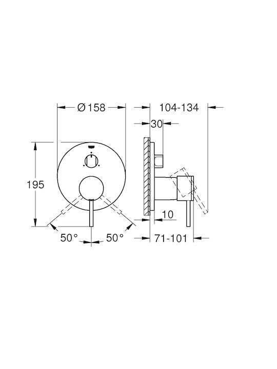 Grohe Atrio за душ кабина 3 изхода Сребрист