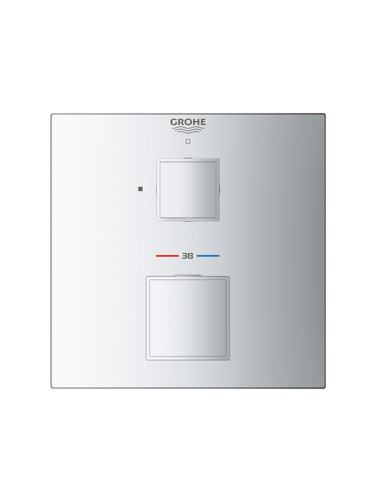 Grohe Grohtherm Cube Комплект смесител и захранване за вграждане за душ кабина Сребрист