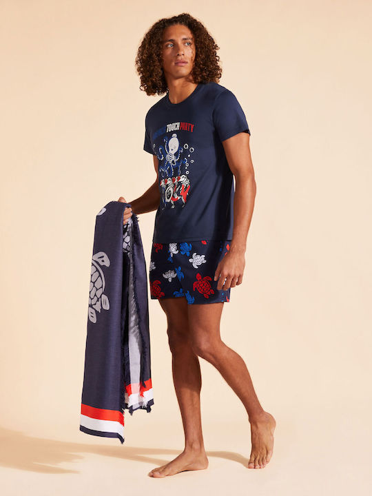 Men's Swimwear Shorts Marine Blue with Patterns
