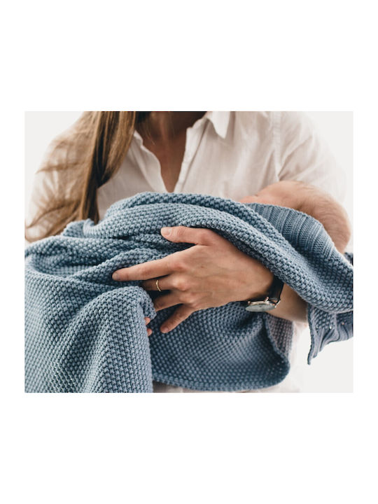 Color Stories Blanket Nursery Swaddling Blankets Knitted Blue Ocean Blue 90x75cm