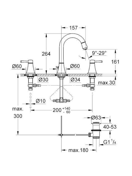 Grohe Grandera Μπαταρία Νιπτήρα Ασημί