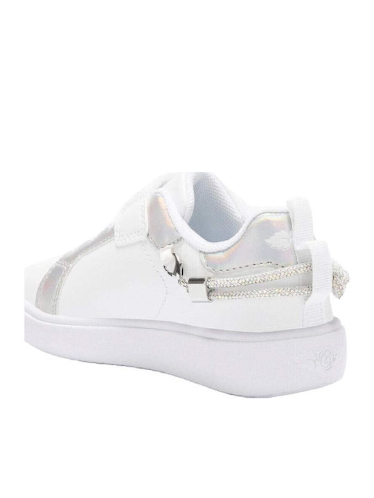 Kids Sneakers with Hoop & Loop Closure Bianco / Argento