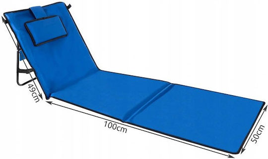 Trizand Foldable Steel Beach Sunbed Blue with Pillow 164x50cm
