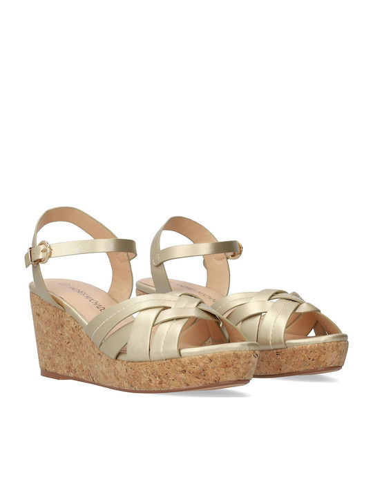 Women's Ankle Strap Platforms Gold