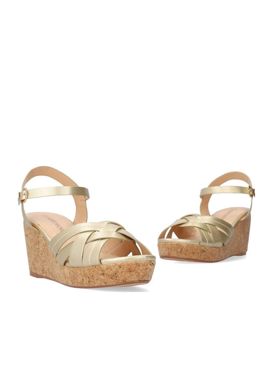 Women's Ankle Strap Platforms Gold