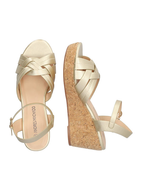 Women's Ankle Strap Platforms Gold