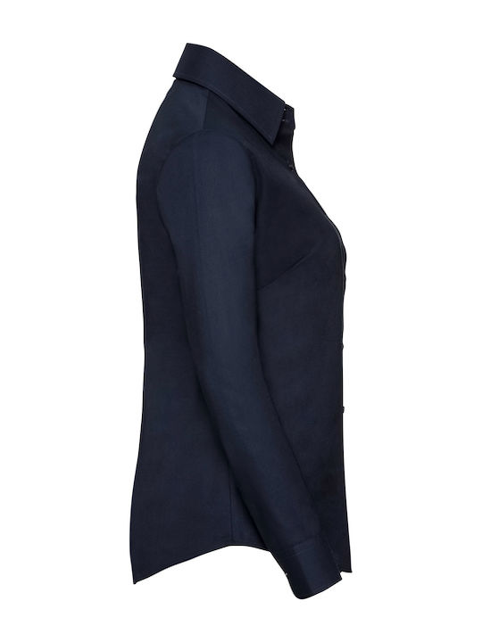 Women's Monochrome Long Sleeve Shirt Navy Blue