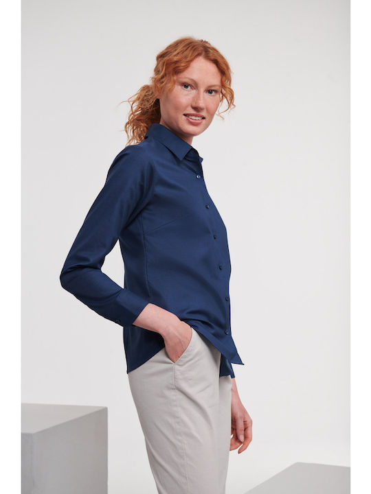 Women's Monochrome Long Sleeve Shirt Navy Blue