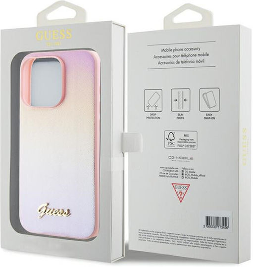 Guess Iridescent Umschlag Rückseite Synthetisches Leder Rosa (iPhone 15 Pro)