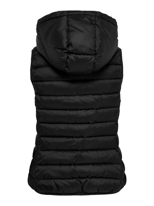 Women's Short Puffer Jacket for Winter with Hood Black-Black