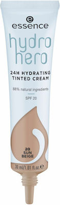 Essence Hydro Hero 20 Sun Beige 24h Feuchtigkeitsspendend Creme Gesicht Tag Gefärbt und SPF20 mit Hyaluronsäure 30ml