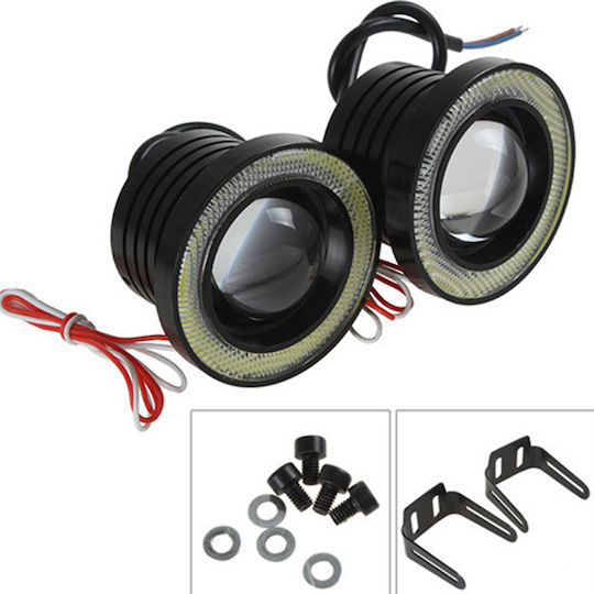 Roundς Foglights Car LED Universal 12V 10W 6.4cm with White Lighting 1pcs