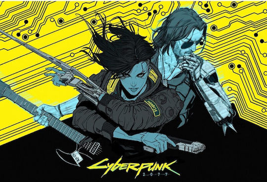 Cyberpunk 2077 Artwork Galben pe Pânză 80x50 cm