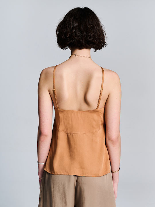 Liana Women's Blouse Sleeveless Brown