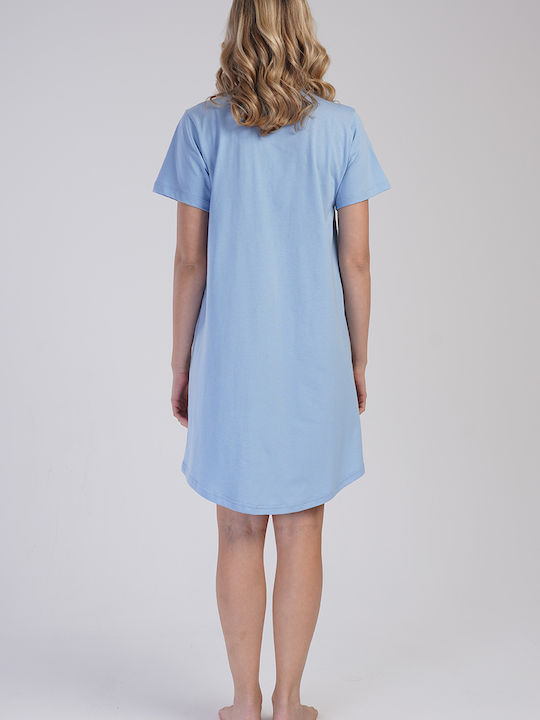 Vienetta Secret Summer Cotton Women's Nightdress blue