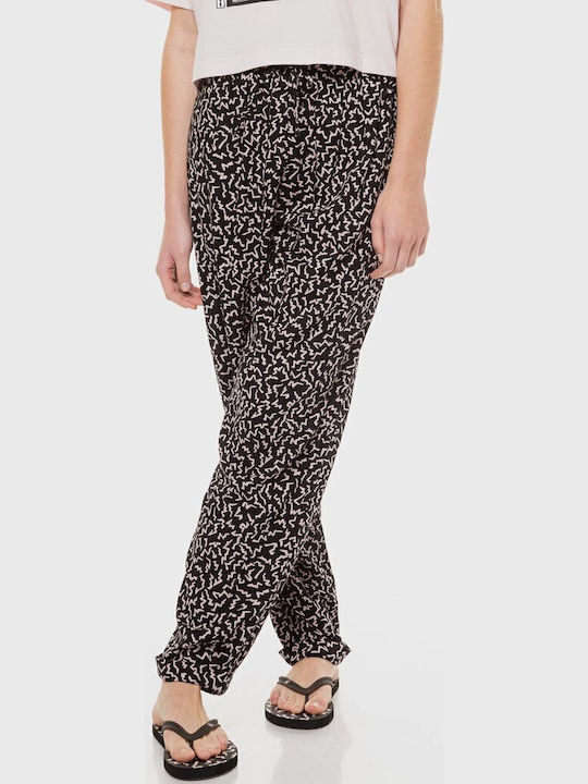 Surfpunk Women's Fabric Trousers with Elastic Regular Fit Black