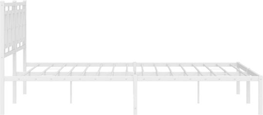 Pat King Size Metalic Alb Cu Plăci Pentru Saltea 183x213cm