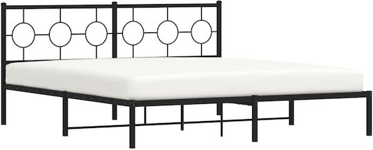 King Size Metallbett Schwarz mit Lattenrost für Matratze 183x213cm