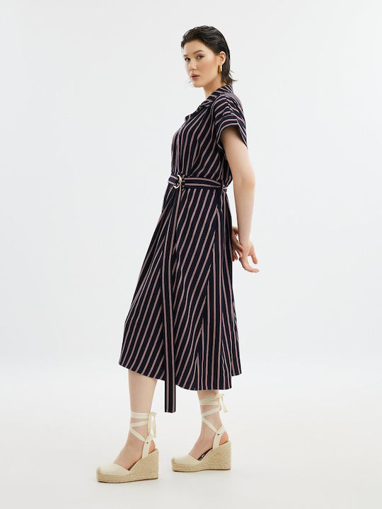 Mat Fashion Midi Rochie cu cămașă Rochie striped
