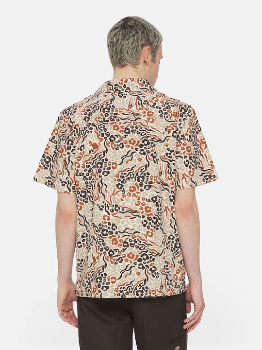 Dickies Herrenhemd Kurzärmelig Baumwolle Gestreift Red Camouflage