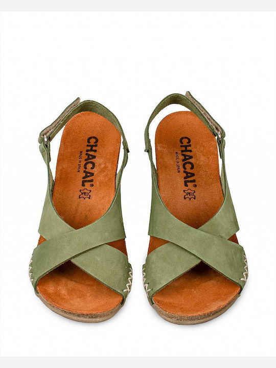 Chacal Anatomic Leather Women's Sandals Green