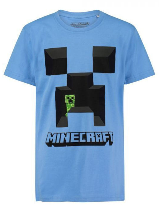 Синя пижама с къс ръкав и панталони Minecraft Creeper, размер 140