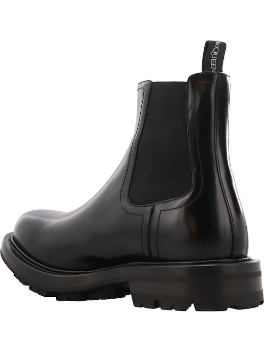 Leder Damen Knöchelstiefel Schwarz