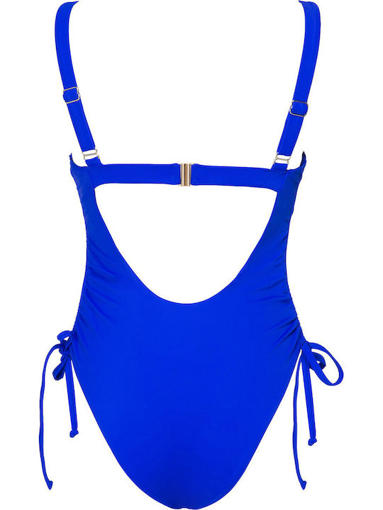 Blue One Piece Swimsuit with Removable Padding