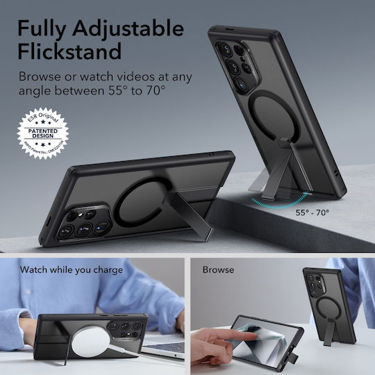 ESR Flickstand Boost Halolock Back Cover Plastic Frosted Black (Galaxy S24 Ultra)