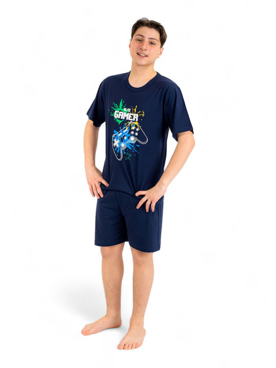 Nina Club Kids Pyjamas Summer Cotton Blue Gamer