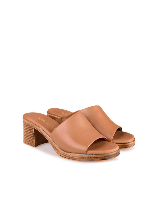 Ragazza Mules mit Absatz in Tabac Braun Farbe