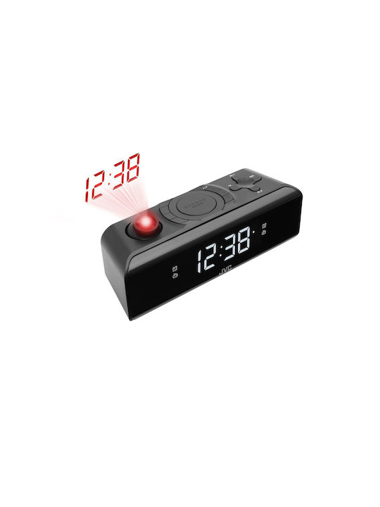 JVC Ceas De Masă Digital Led Cu Ceas Deșteptător Și Radio Negru RA-E211B