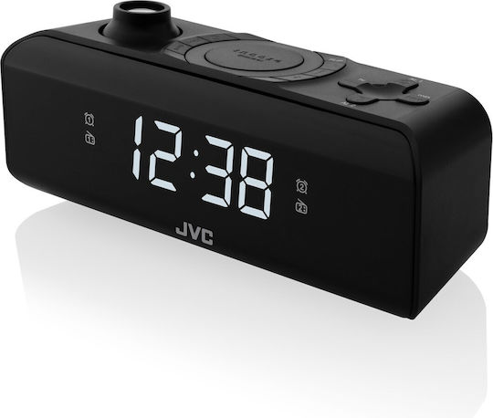 JVC Επιτραπέζιο Ψηφιακό Ρολόι LED με Ξυπνητήρι & Ραδιόφωνο Μαύρο RA-E211B