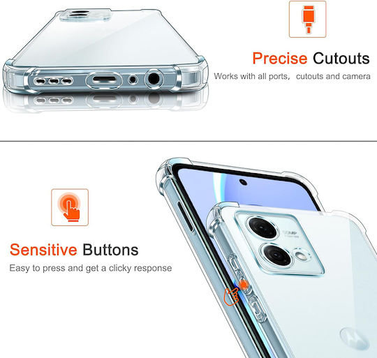Techsuit Shockproof Clear Back Cover Silicone with Strap Transparent (Motorola Moto G84)
