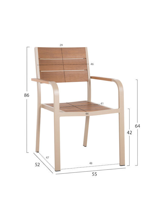 Scaun De Exterior Din Aluminiu Saga Șampanie 55x52x86cm