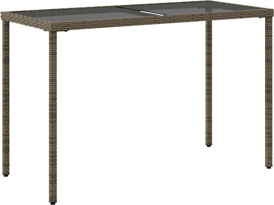 Masa pentru spații exterioare Rattan cu suprafață din sticlă Gri 115x54x74buc