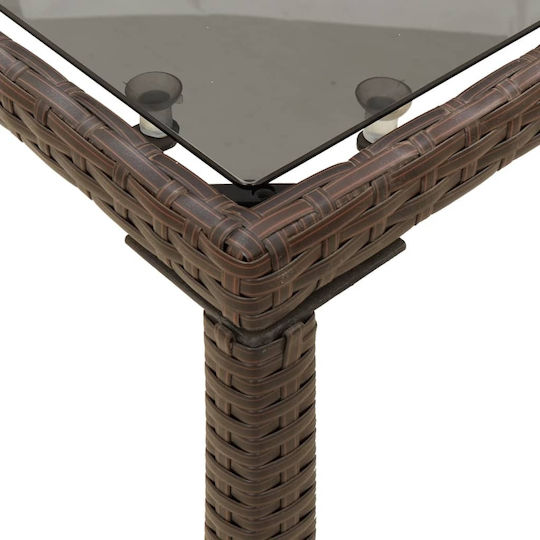 Masa pentru spații exterioare Rattan cu suprafață din sticlă CAFE 115x54x74buc
