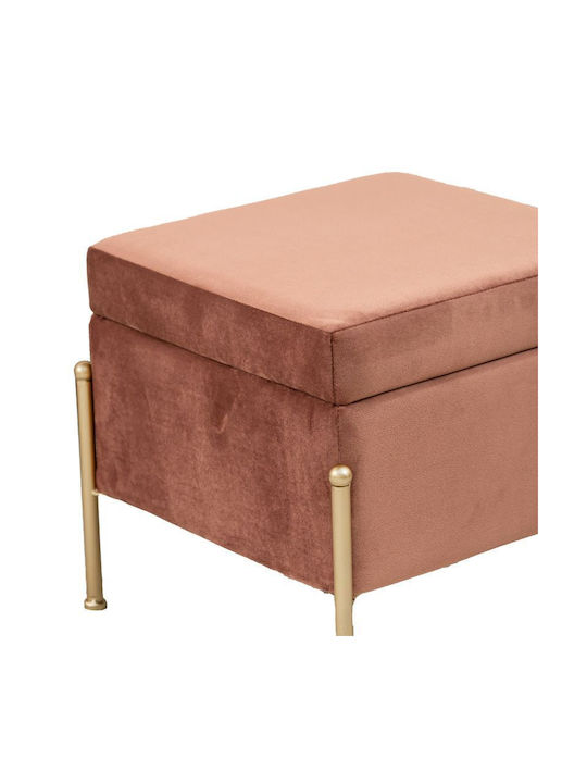 Stool For Living Room With Storage Space Upholstered with Velvet Panton Sapio Apple-Gold 40x40x36.5cm