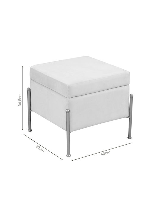 Stool For Living Room With Storage Space Upholstered with Velvet Panton Cream-gold 40x40x36.5cm